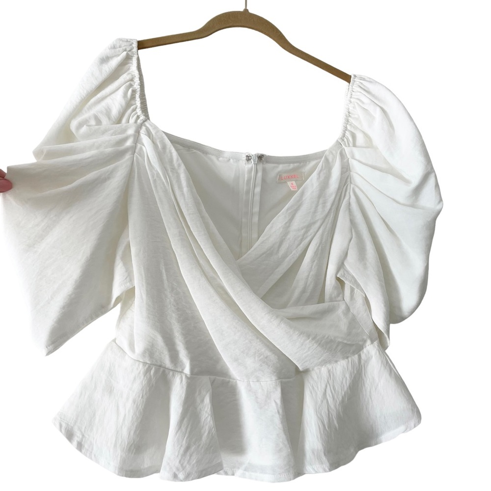 Cropped CottageCore Off the Shoulder Puff Sleeve Blouse by Luxxel Size Medium
